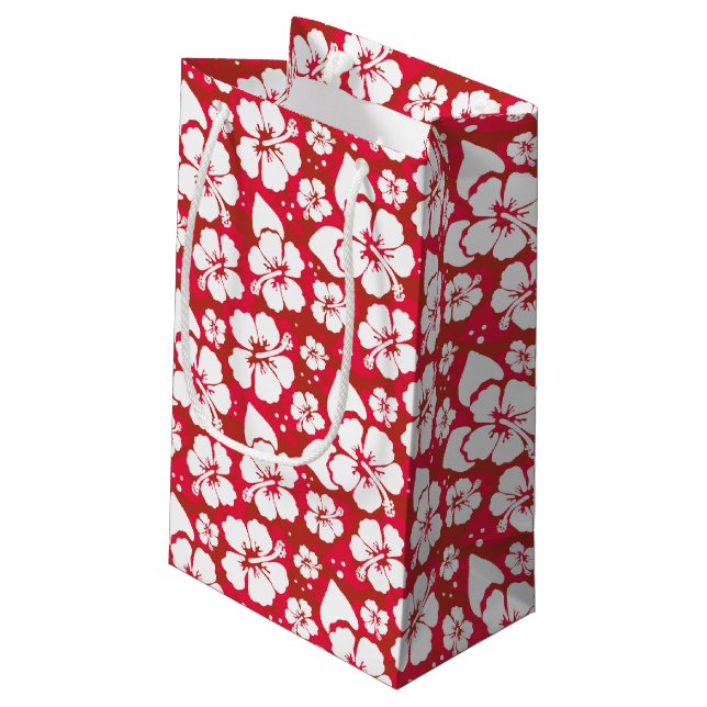 Hibiskus-Blumen-Muster Kleine Geschenktüte (Rückseite Schrägansicht)