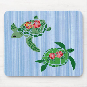 Hibiskus-Blumen-Seeschildkröte-Mausunterlage Mousepad