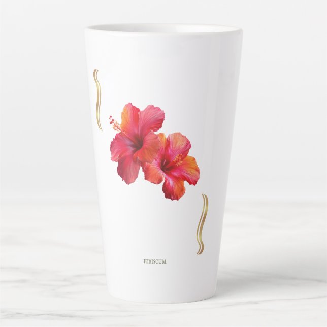 Hibiskus-Blumendesign – Tropisch Milchtasse (Vorderseite)