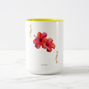 Hibiskus-Blumendesign – Tropisch Zweifarbige Tasse
