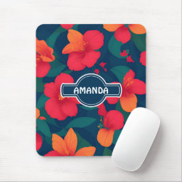 Hibiskus Blumenfarbenes Personalisiertes Muster Mousepad