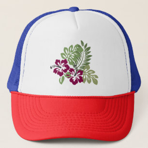 Hibiskus Burgundy Foliage Decoration Floral T-Shir Truckerkappe