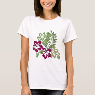 Hibiskus Burgundy Foliage Dekoration T-Shirt
