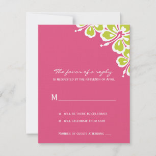 Hibiskus Delight Wedding RSVP Card - Azalea - Karte