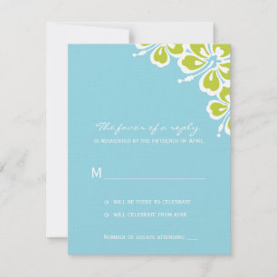 Hibiskus Delight Wedding RSVP Card - Sky Blue - Karte