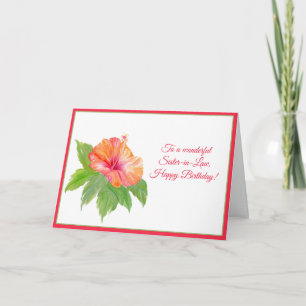 Hibiskus der Aquarellbahn zum Geburtstag Karte