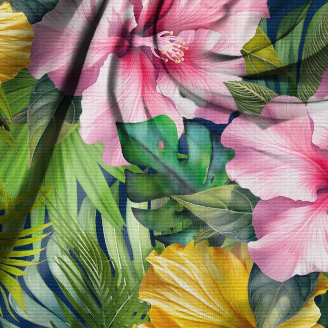 Hibiskus-Dschungel-Nahtlosmuster Stoff (Von Creator hochgeladen)