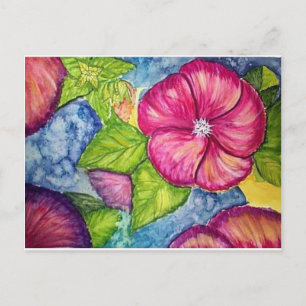 Hibiskus Fantasy Watercolor Postkarte