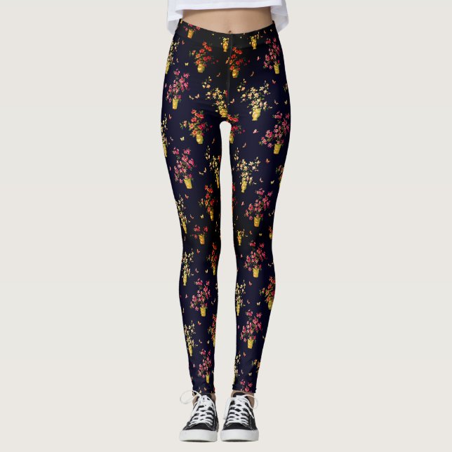 Hibiskus Floral on Display Leggings (Vorderseite)