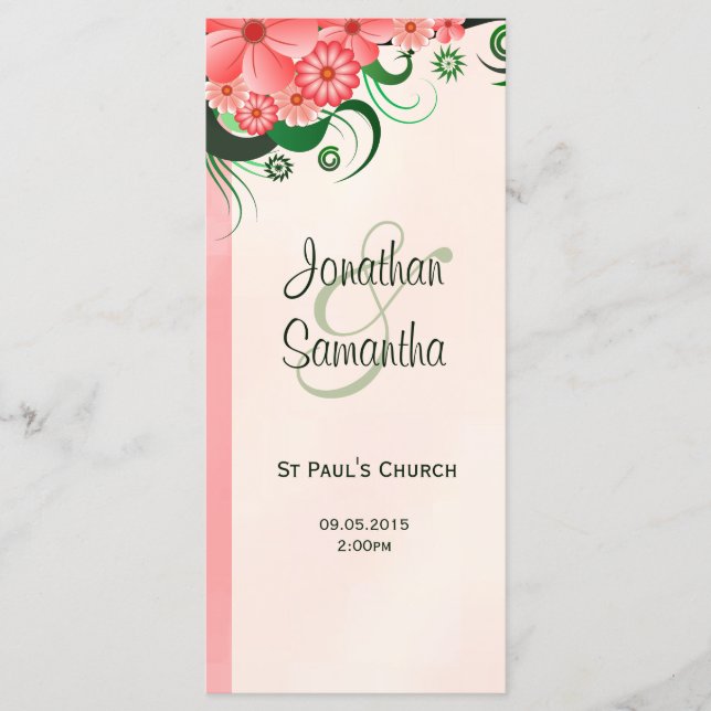 Hibiskus Floral Pink Hochzeitsprogramm Vorlagen (Vorderseite)