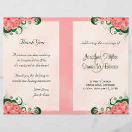 Hibiskus Floral Pink Hochzeitsprogramm Vorlagen