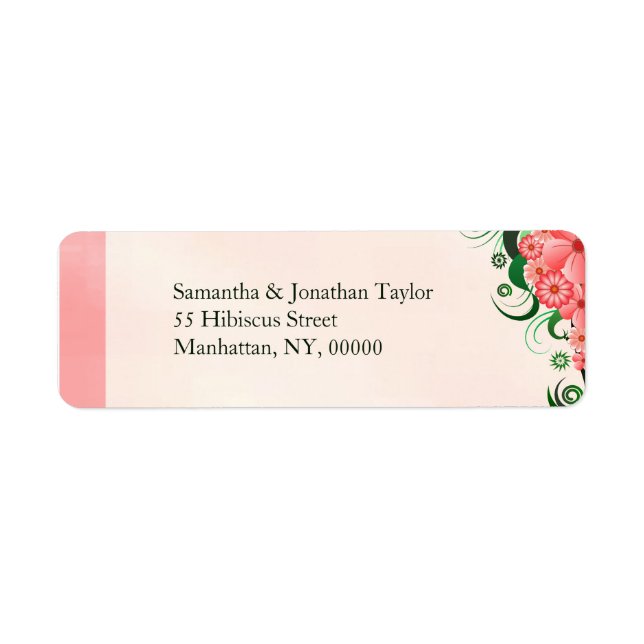 Hibiskus Floral Pink Kleine Rücksendeadressen-Aufk (Vorne)