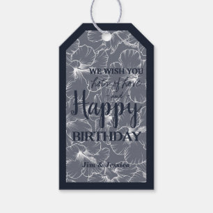 Hibiskus Floral Sketch Navy Blue Geschenkanhänger