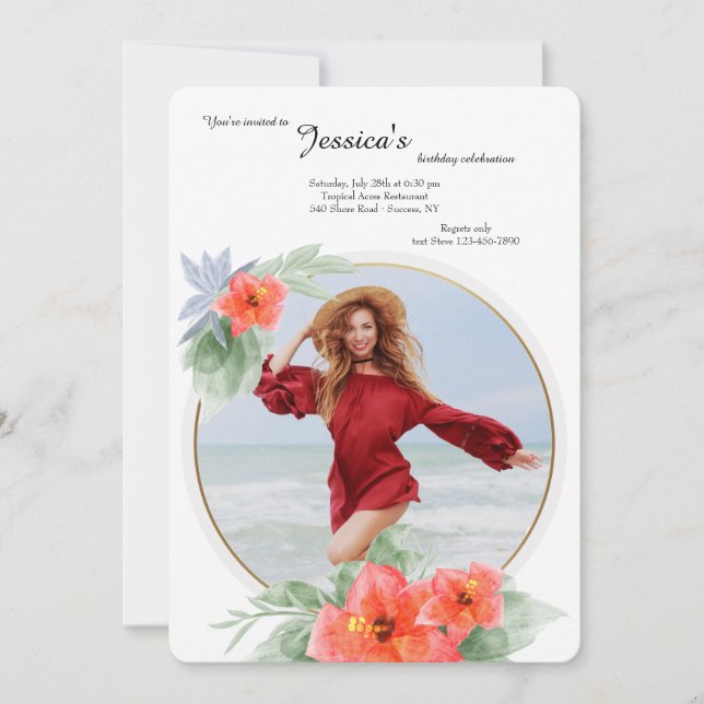 Hibiskus Foto Geburtstagseinladung Einladung (Vorderseite)