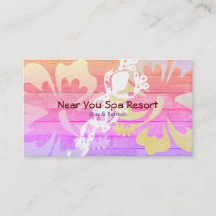 Hibiskus Gecko Wooden Deck Visitenkarte