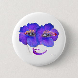 Hibiskus-Gesicht mit Lächeln - Blau Button