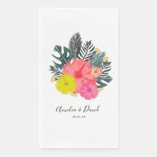 Hibiskus Hawaii Tropische Handgezeichnete Florale Serviette