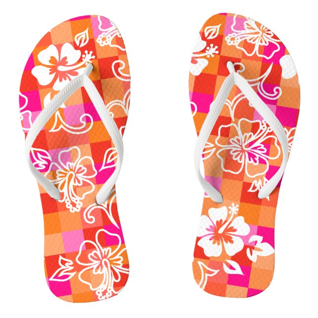 Hibiskus Hawaiian Floral Flip Flops (Fußbett)