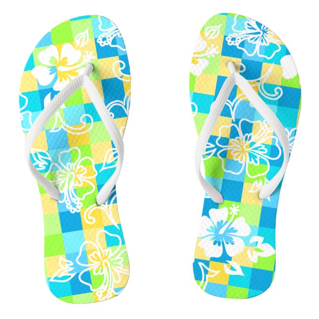 Hibiskus Hawaiian Floral Flip Flops (Fußbett)