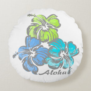 Hibiskus Hawaiian Floral Reversible Rundes Kissen