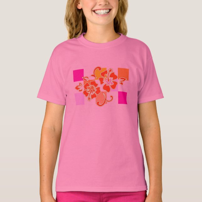 Hibiskus Hawaiian Floral T-Shirt (Vorderseite)