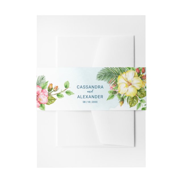 Hibiskus Hawaiian Tropical Floral Einladungsbanderole (Vorderseite Beispiel)