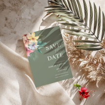 Hibiskus Hochzeit in Urlaubsort Save the Date