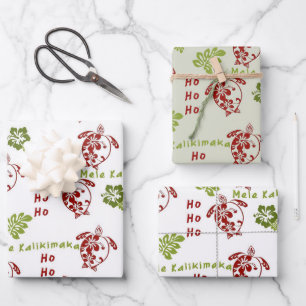 Hibiskus Honu Mele Kalikimaka Gift Wrap Geschenkpapier Set