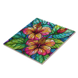 Hibiskus im Stile von Hartglas Fliese