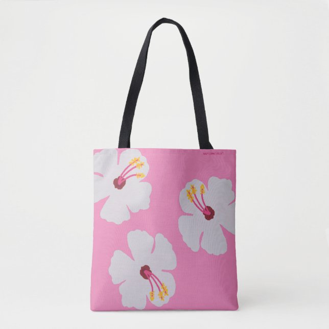 Hibiskus in der Pink Dog Tote Tasche (Vorderseite)
