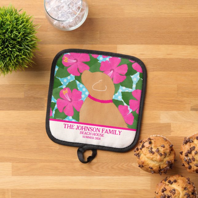 Hibiskus Island Yellow Dog Pot Holder Topflappen (Oben Unten)