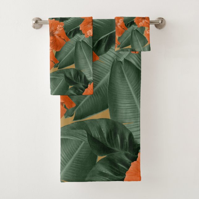 Hibiskus Jungle Blätter Dream #3 #tropical #decor  Badhandtuch Set (Insitu)