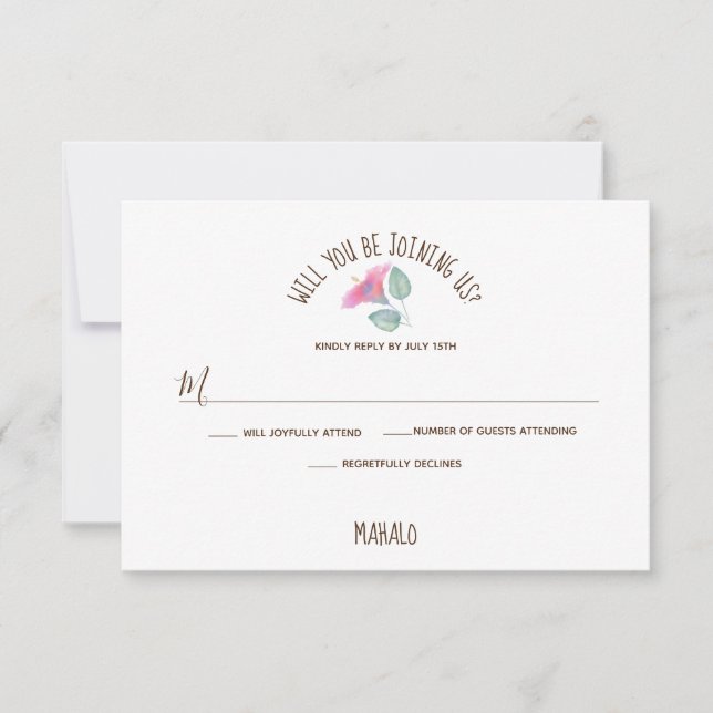 Hibiskus Maui Wedding RSVP Karte (Vorderseite)