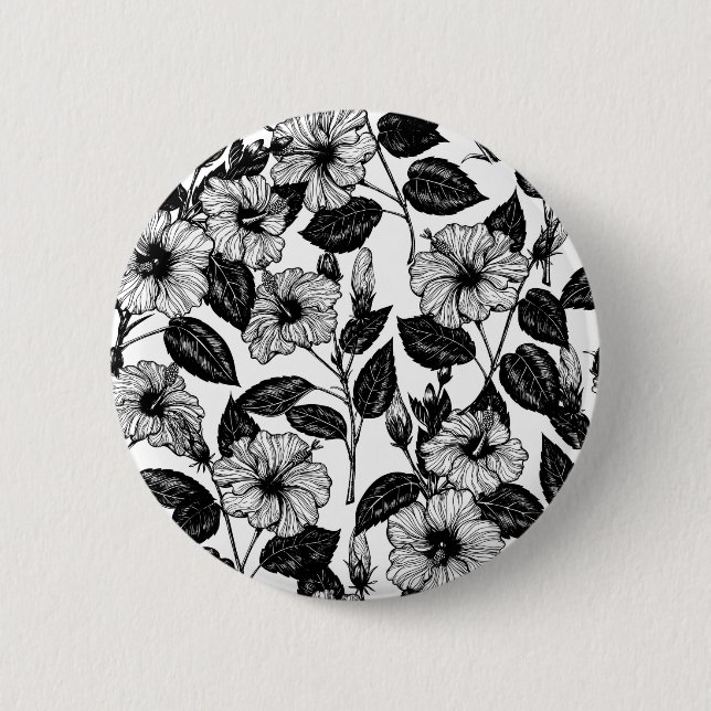 Hibiskus-Muster Button (Vorderseite)