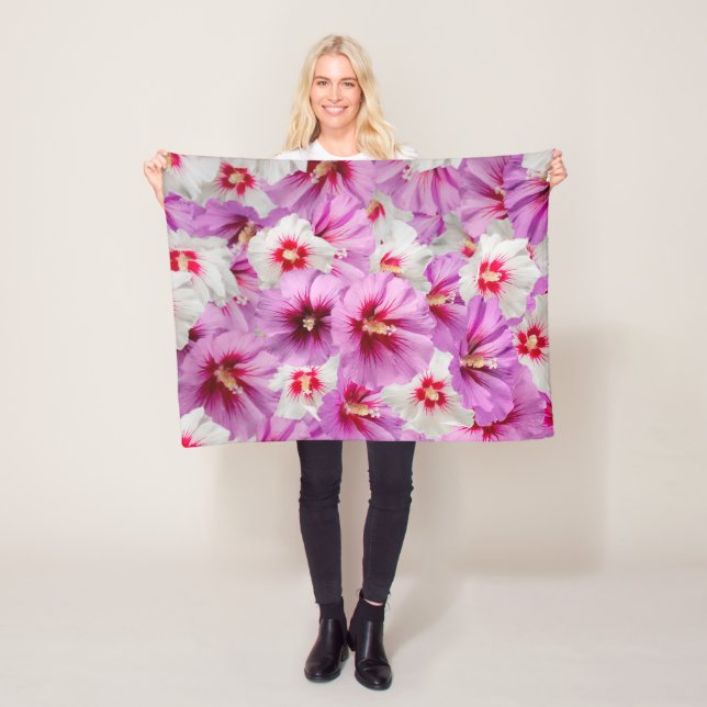 Hibiskus - Muster der chinesischen Rose Blume Fleecedecke (Beispiel)