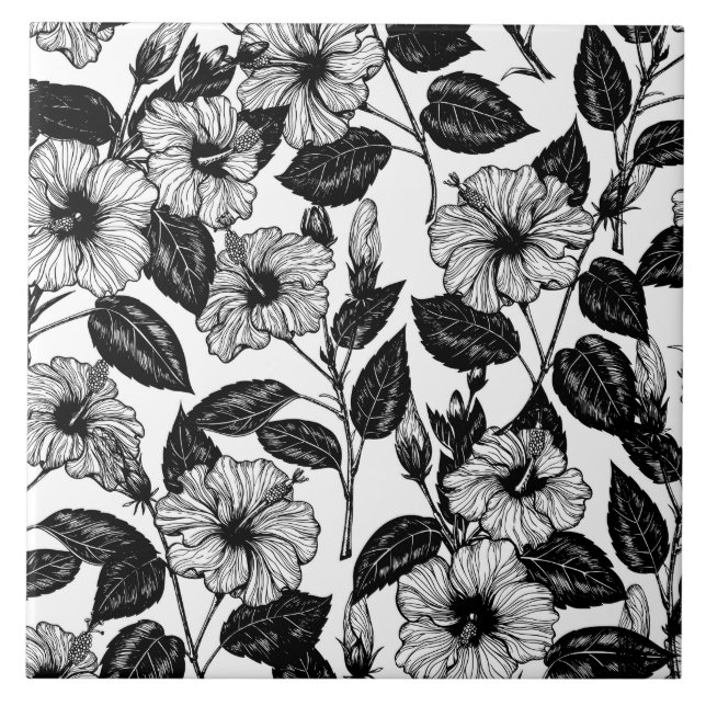 Hibiskus-Muster Fliese (Vorderseite)