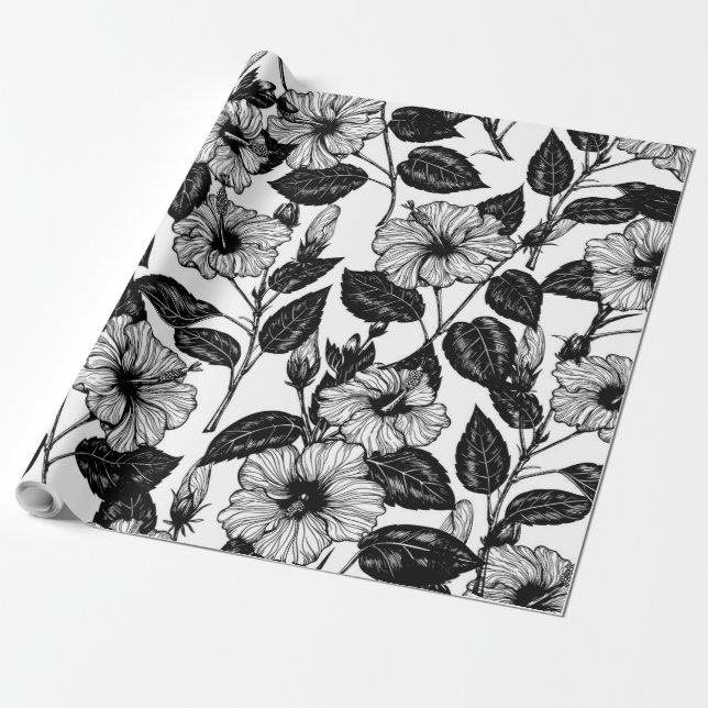 Hibiskus-Muster Geschenkpapier (Ungerollt)