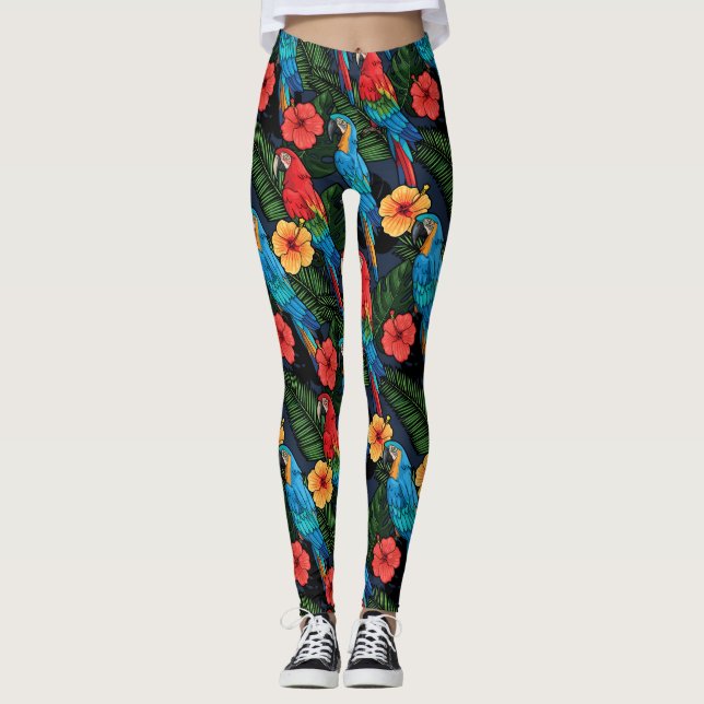 Hibiskus-Muster Leggings (Vorderseite)