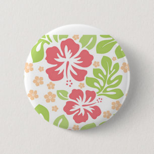 Hibiskus-Muster-rosa Button