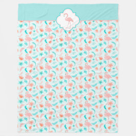 Hibiskus-Muster-Rosa-Flamingo Fleecedecke