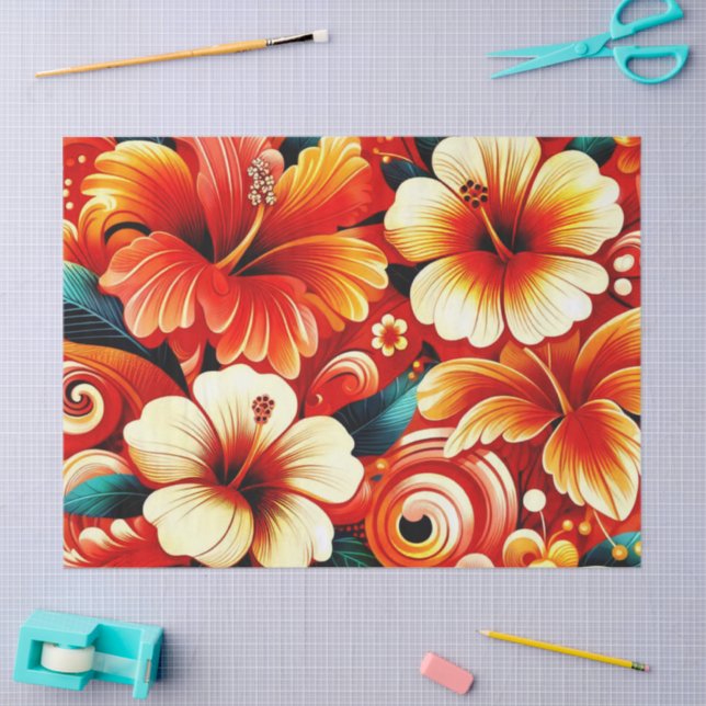 Hibiskus Orange Decoupage der tropischen hawaiiani Seidenpapier (Basteln)