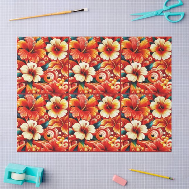 Hibiskus Orange Decoupage der tropischen hawaiiani Seidenpapier (Basteln)