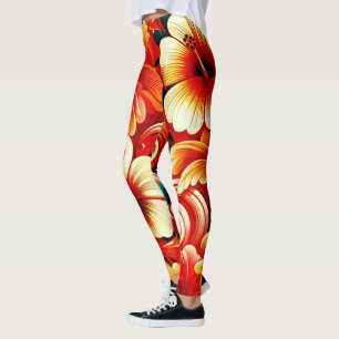 Hibiskus Orange Yellow, tropische hawaiianische Bl Leggings