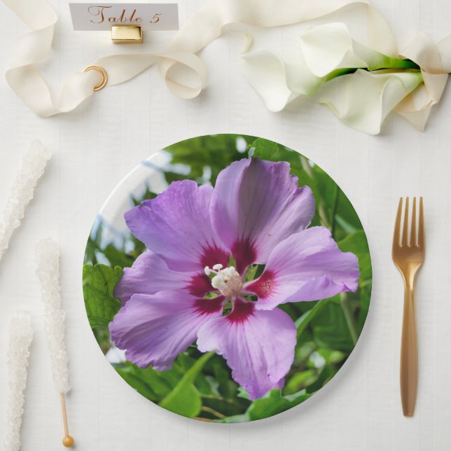 Hibiskus-Papierplatte Pappteller (Hochzeit)