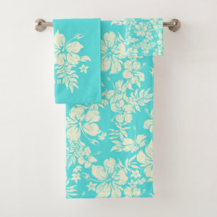Hibiskus-Pareau beunruhigte Hawaiianer-Koordinaten Badhandtuch Set