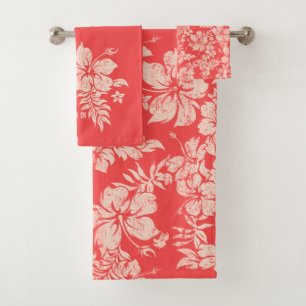 Hibiskus-Pareau beunruhigte Hawaiianer-Koordinaten Badhandtuch Set
