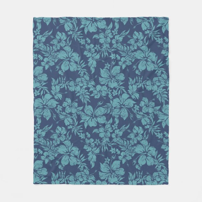 Hibiskus Pareau Hawaiian Floral Aloha Shirt Print Fleecedecke (Vorderseite)