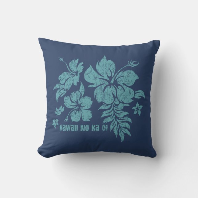 Hibiskus Pareau Hawaiian Floral Reversible Pillow Kissen (Vorderseite)