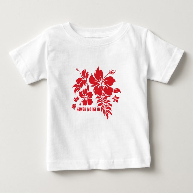 Hibiskus Pareau Hawaiian Floral, rot Baby T-shirt (Vorderseite)