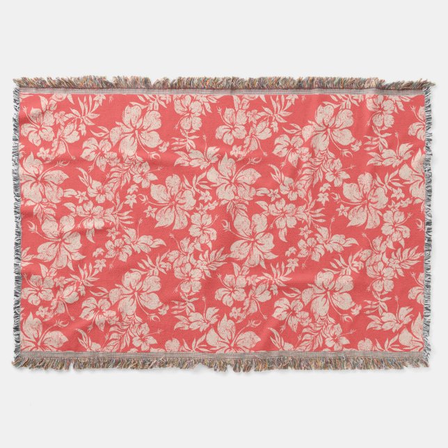 Hibiskus Pareau Hawaiian Floral Throw Blanket Decke (Vorderseite)